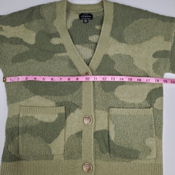 Lucky Brand Green Camo Cozy Knit Button Sweater Medium - Picture 8 of 9